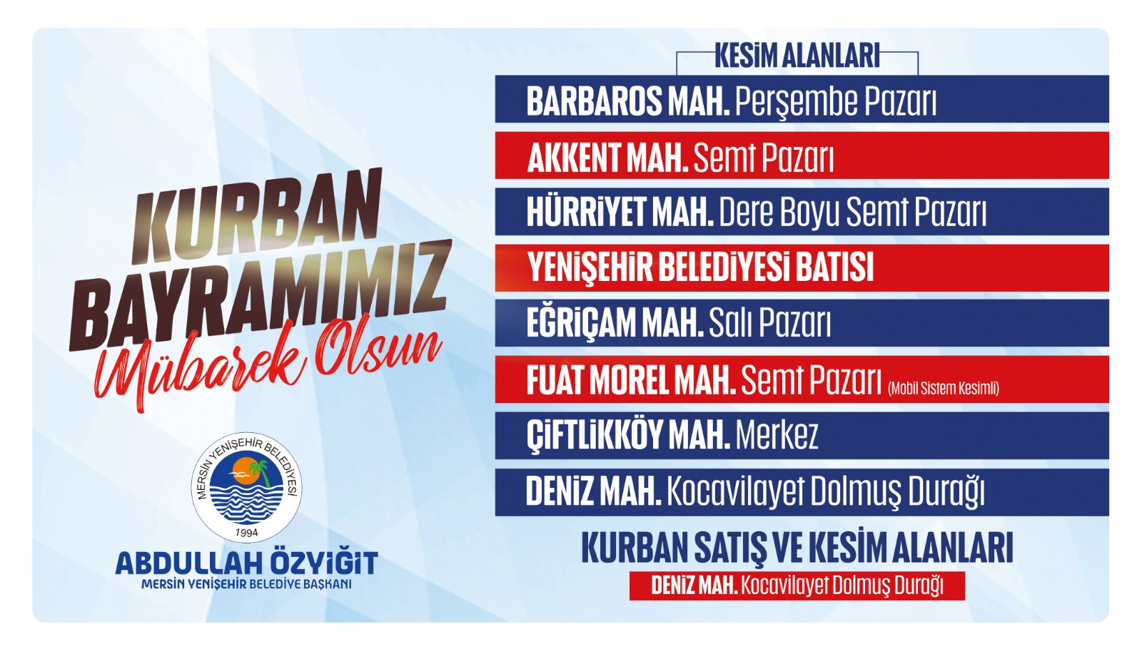 Mersin Yenişehir Belediyesi, Kurban