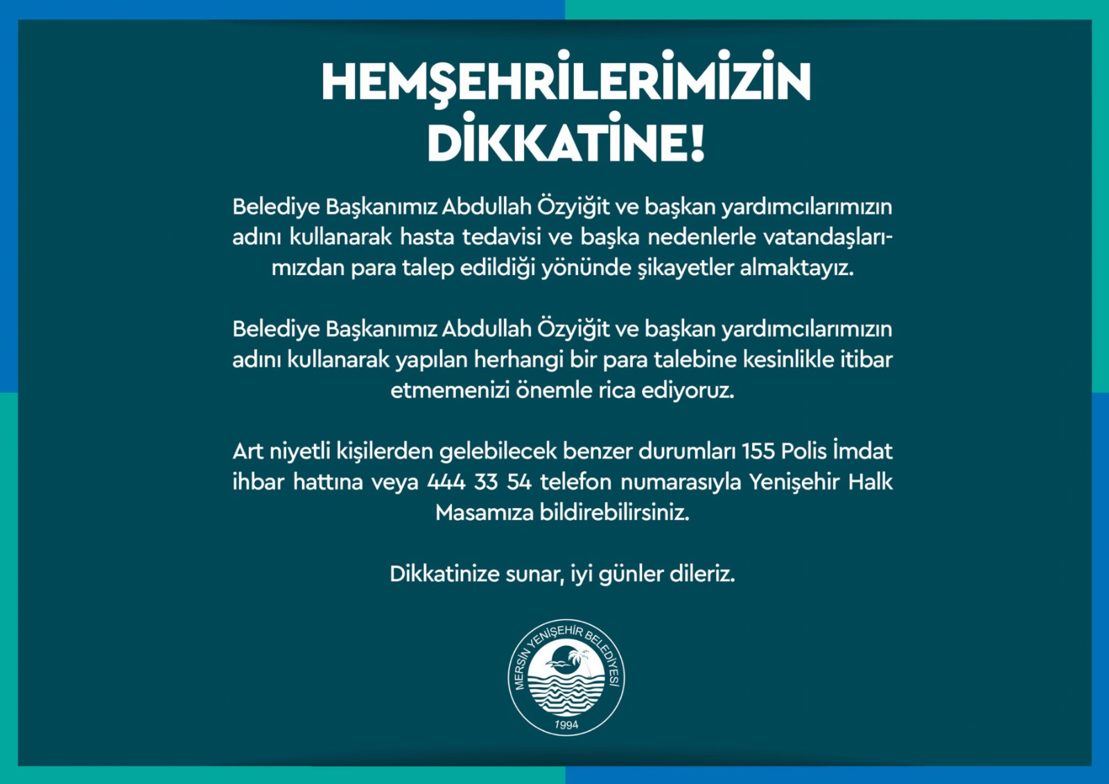 Mersin Yenişehir Belediyesi, Belediye