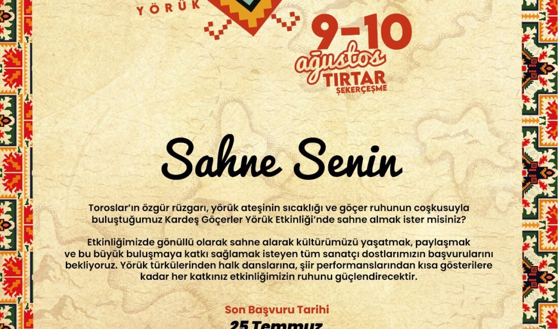 ETKİNLİKTE YEREL SANATÇILAR İÇİN SAHNE İMKANI Toroslar Belediyesi, 9-10 Ağustos