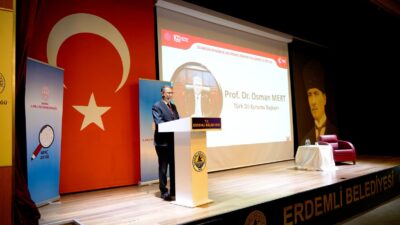 TDK BAŞKANI ERDEMLİ’DE ÖĞRENCİLERLE BULUŞTU